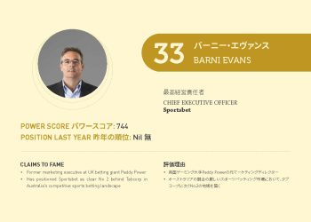 2021年アジアゲーミングパワー50: 33位バーニー・エヴァンス