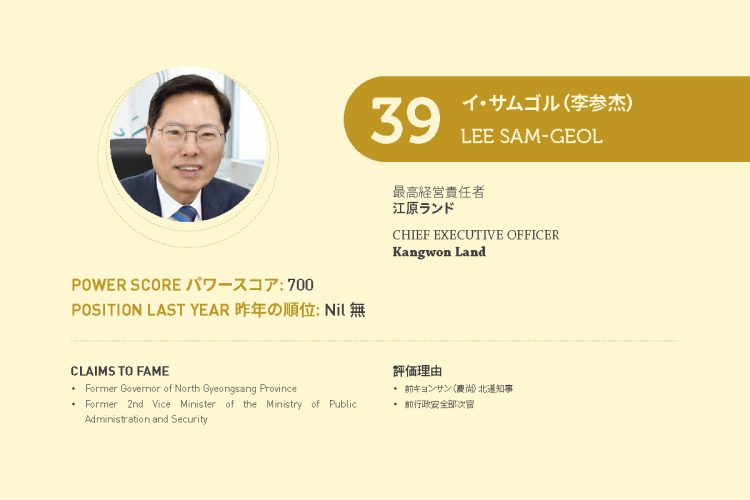 2021年アジアゲーミングパワー50: 39位イ・サムゴル（李参杰）